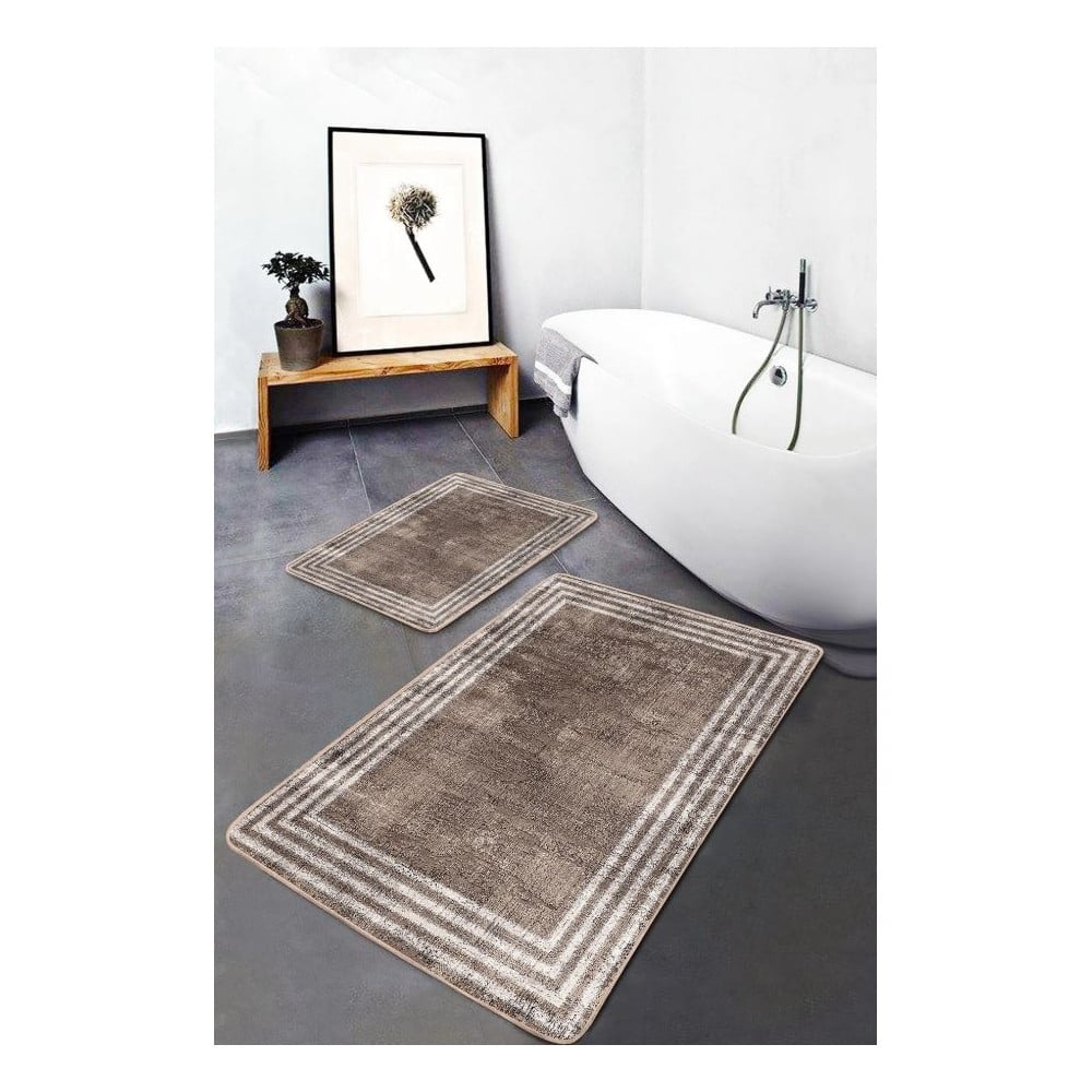 Brązowe aksamitne dywaniki łazienkowe zestaw 2 szt. 60x100 cm – Mila Home (zdjęcie 4)