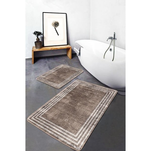 Brązowe aksamitne dywaniki łazienkowe zestaw 2 szt. 60x100 cm – Mila Home-image-3