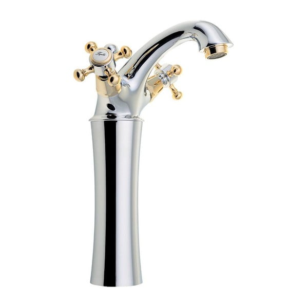 Bateria umywalkowa stojąca w srebrno-złotym kolorze Antea – Sapho