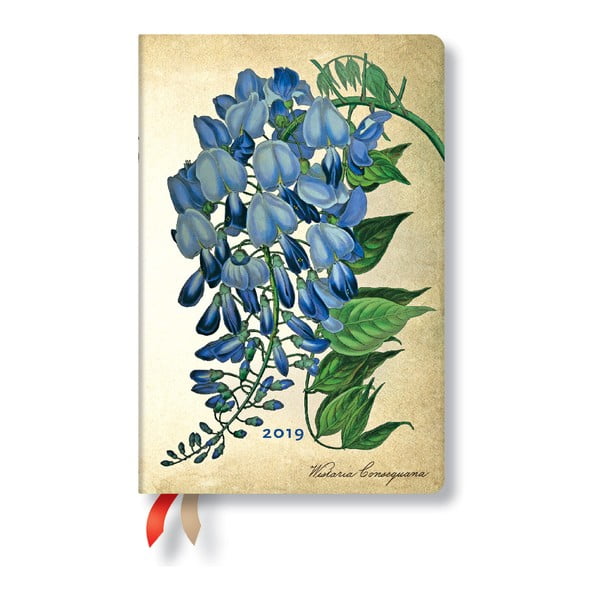 Kalendarz na 2019 rok Paperblanks Blooming Wisteria Horizontal, 9,5x14 cm