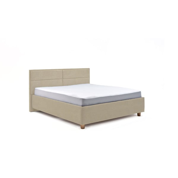 Beżowe dwuosobowe łóżko ze schowkiem DlaSpania Grace, 160x200 cm