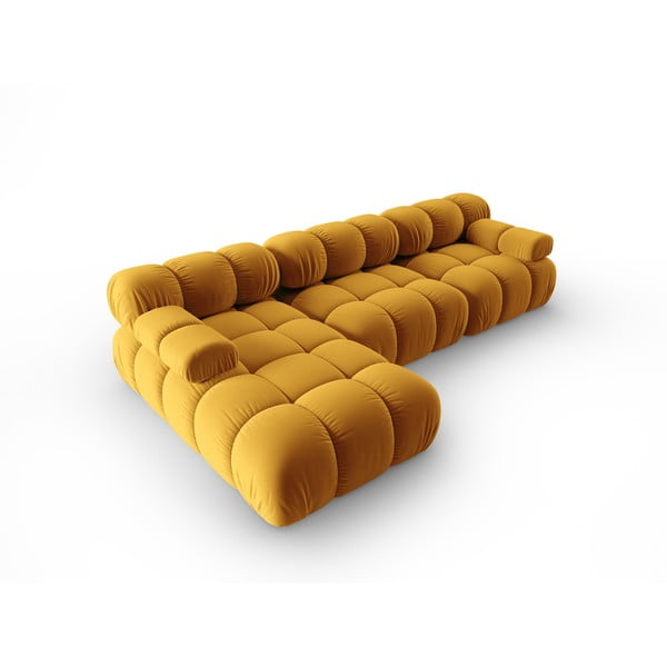 Żółta aksamitna sofa 285 cm Bellis – Micadoni Home-image-4