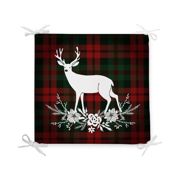 Poduszka na krzesło z domieszką bawełny Minimalist Cushion Covers Tartan Merry Christmas, 42x42 cm