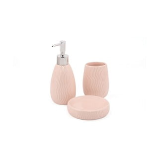 Różowy ceramiczny zestaw akcesoriów łazienkowych Merlin – Mioli Decor