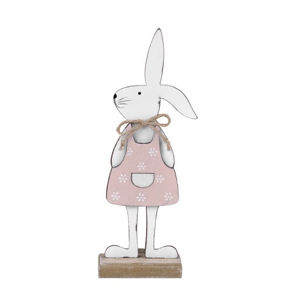 Biała dekoracja z motywem królika w różowej sukience Ego Dekor 25,5x9x4 cm