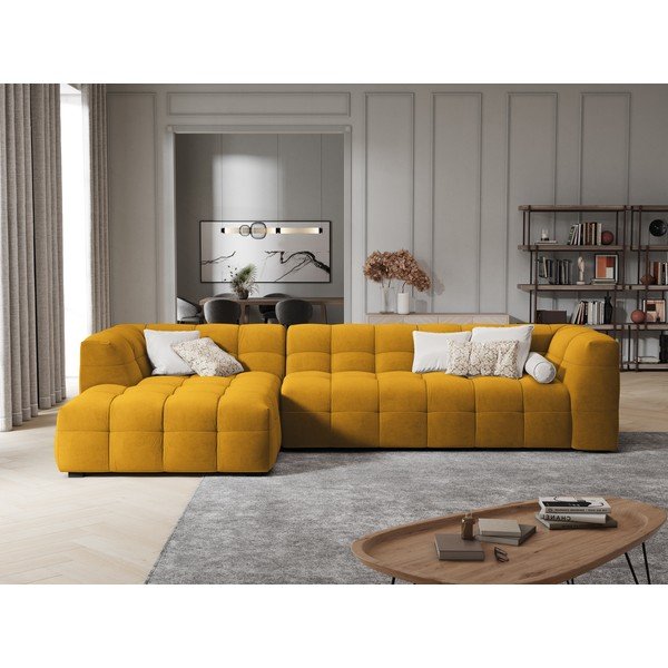 Żółty aksamitny narożnik Windsor & Co Sofas Vesta, lewostronny-image-1