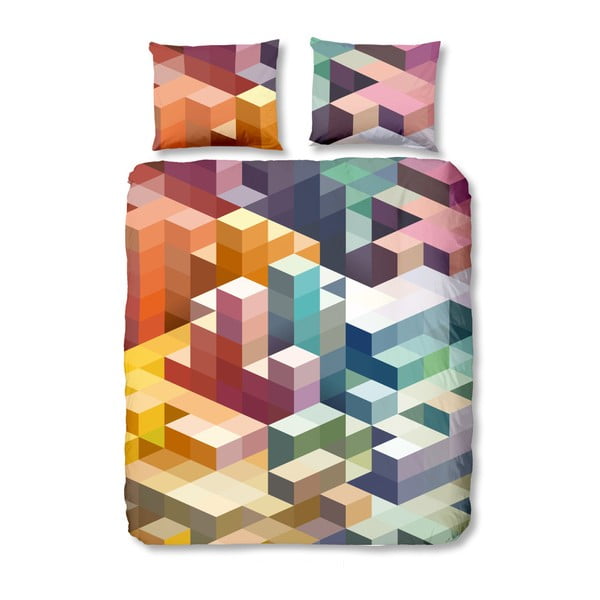 Kolorowa bawełniana pościel dwuosobowa Muller Textiels Cubes, 240x200 cm