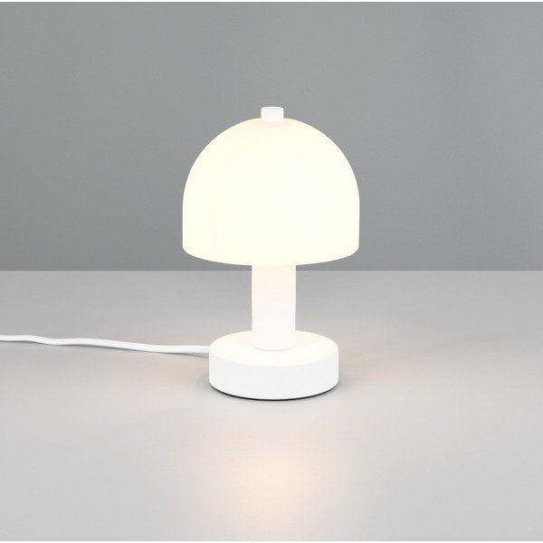 Biała lampa stołowa ze szklanym kloszem (wysokość 19 cm) Glenn – Reality-image-1