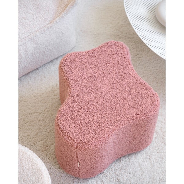 Różowy puf dziecięcy z materiału bouclé Cloud – Wigiwama-image-4