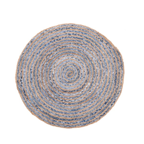 Niebieski okrągły dywan z juty i bawełny InArt, ⌀ 90 cm