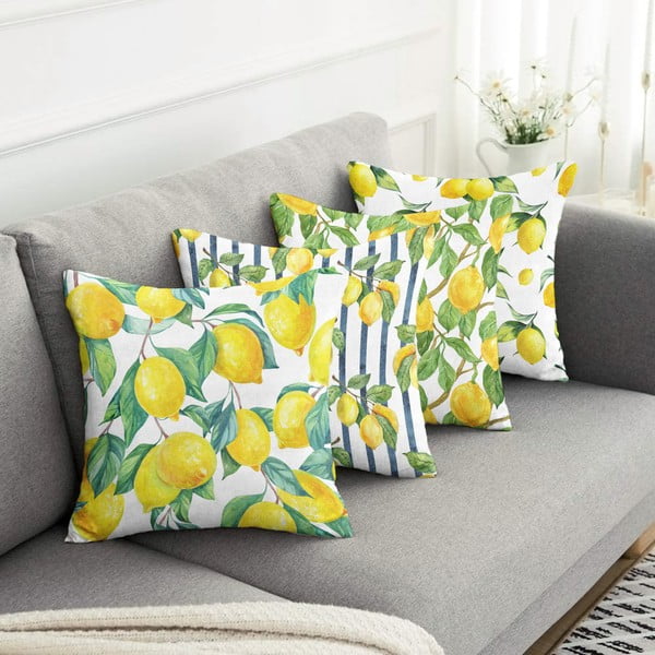 Poszewki na poduszki zestaw 4 szt. 43x43 cm Lemons – Mila Home-image-3