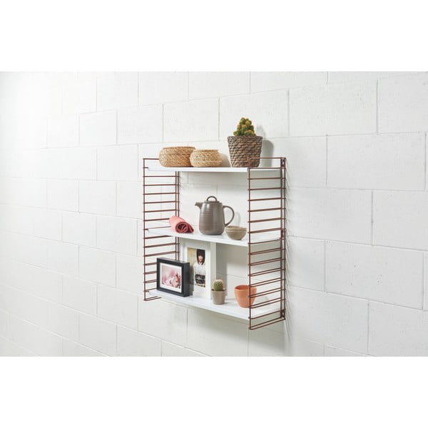 3-poziomowy regał w kolorze brązu z białymi półkami Metaltex Libro, szer. 70 cm-image-1
