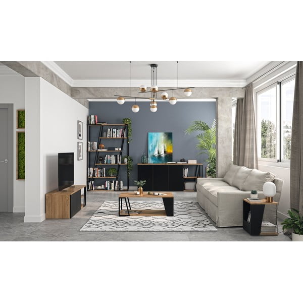 Stolik z blatem w dekorze drewna orzechowego 100x55 cm Albi – TemaHome-image-3