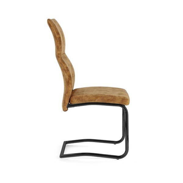 Musztardowe tapicerowane krzesło Thelma – Bizzotto-image-3