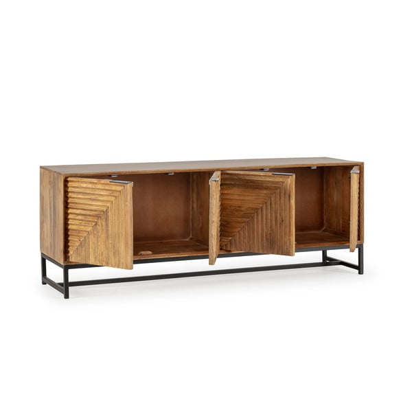 Szafka pod TV z litego drewna mango w naturalnym kolorze 160x58x40 cm Nereida – MOME-image-3