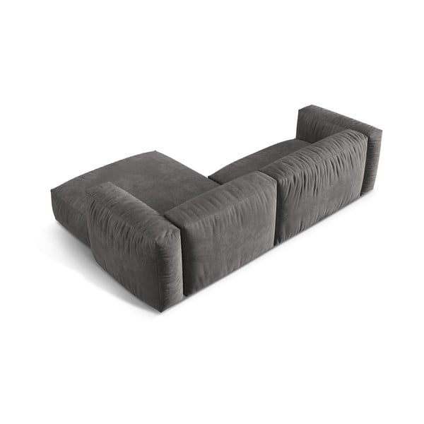 Szary aksamitny narożnik modułowy (prawostronny/z szezlongiem) Martina – Micadoni -image-3