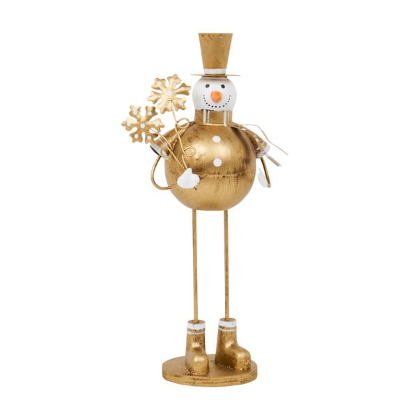 Dekoracja Archipelago Round Gold Snowman With Snowflake, 22 cm