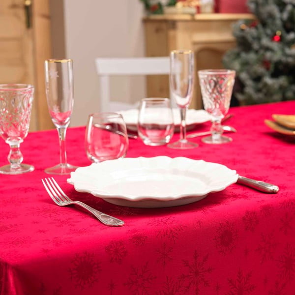 Obrus żakardowy ze świątecznym motywem 140x240 cm Flocons – douceur d'intérieur-image-2