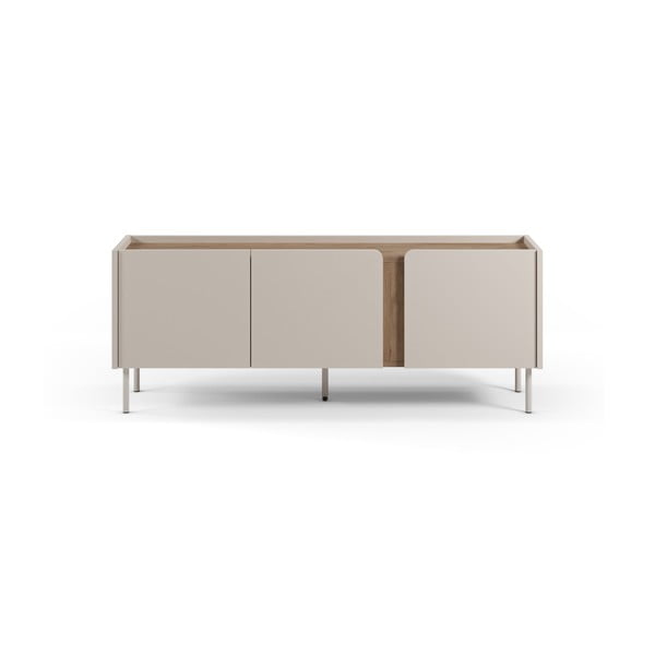 Kremowo-naturalna szafka pod TV w dekorze dębu 140x53x35 cm Lucile – Marckeric