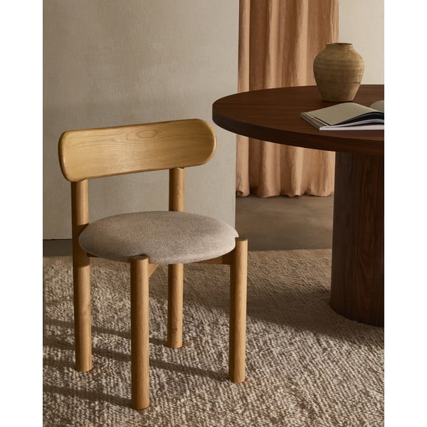 Kremowo-naturalne krzesła z litego drewna dębowego zestaw 2 szt. Nebai – Kave Home-image-1