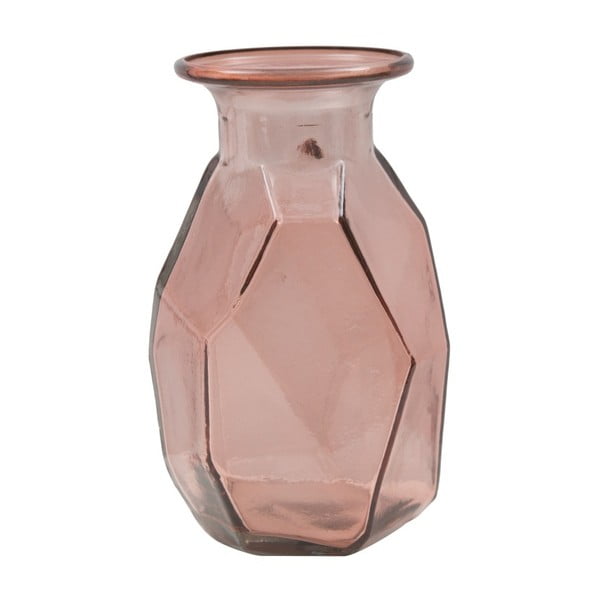 Różowy wazon ze szkła z recyklingu Mauro Ferretti Stone, ⌀ 9 cm