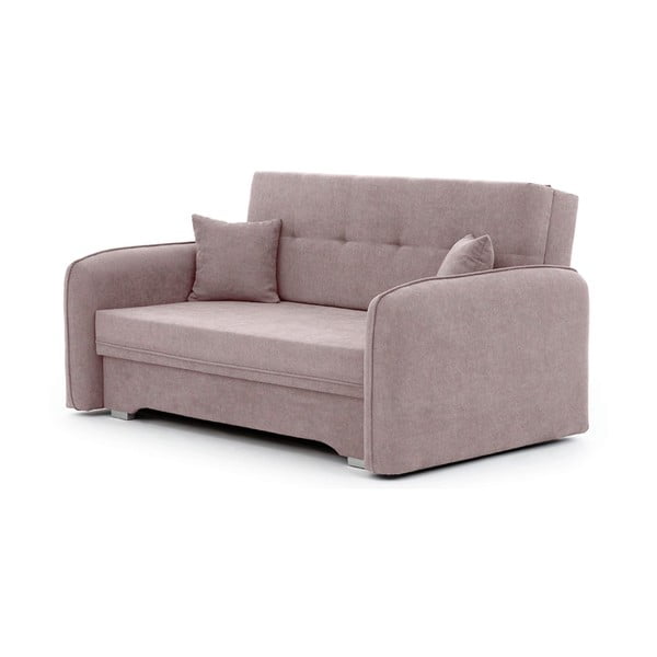 Różowa rozkładana/ze schowkiem sofa z tkaniny szenilowej 155 cm Laine – ELTAP