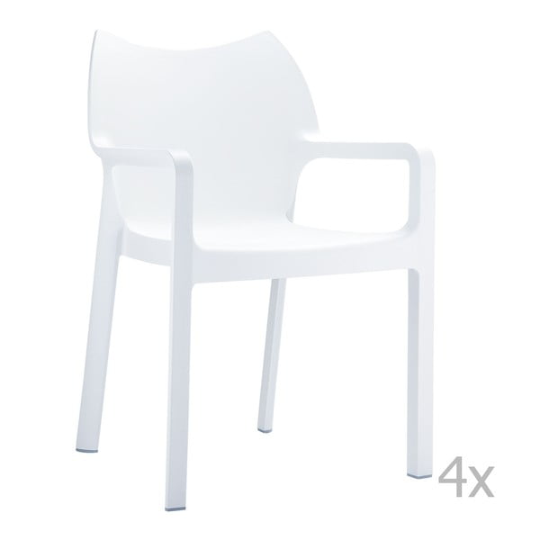 Zestaw 4 białych krzeseł ogrodowych z podłokietnikami Resol Dionisio