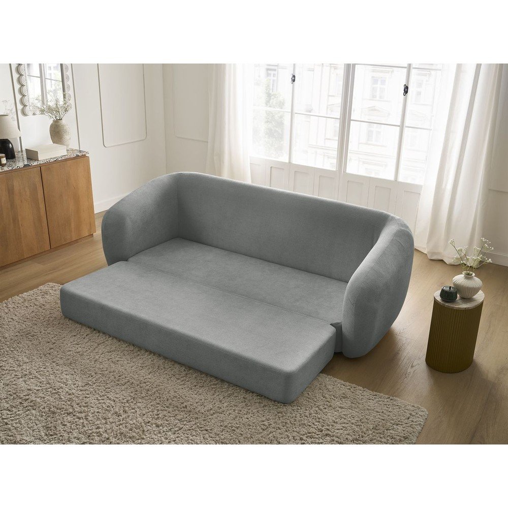 Ciemnoszara rozkładana sofa z tkaniny szenilowej 228 cm Neyo – Bobochic Paris (zdjęcie 11)