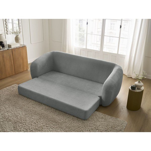 Ciemnoszara rozkładana sofa z tkaniny szenilowej 228 cm Neyo – Bobochic Paris-image-1