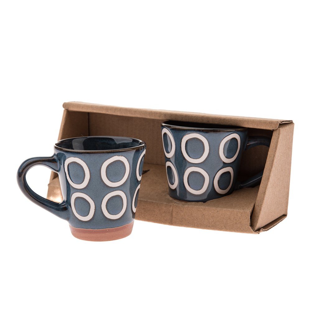 Ciemnoniebieskie kubki zestaw 2 szt. na espresso ceramiczne 100 ml Rings – Dakls