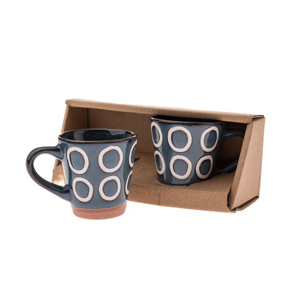 Ciemnoniebieskie kubki zestaw 2 szt. na espresso ceramiczne 100 ml Rings – Dakls