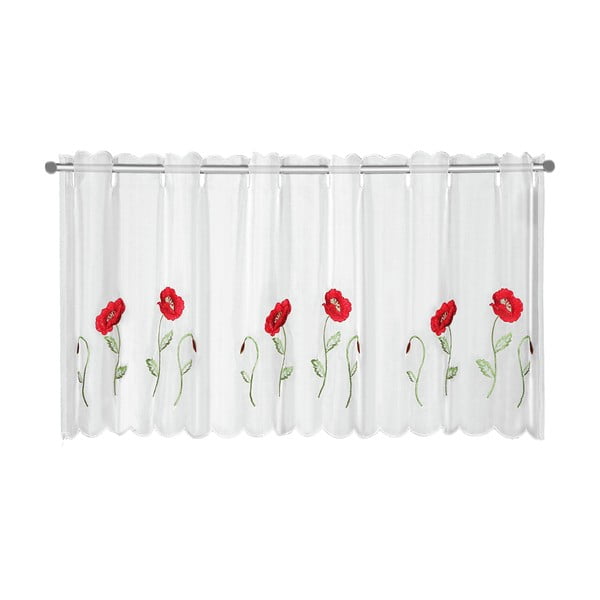 Biała firanka 155x45 cm Poppies – Sehlbach