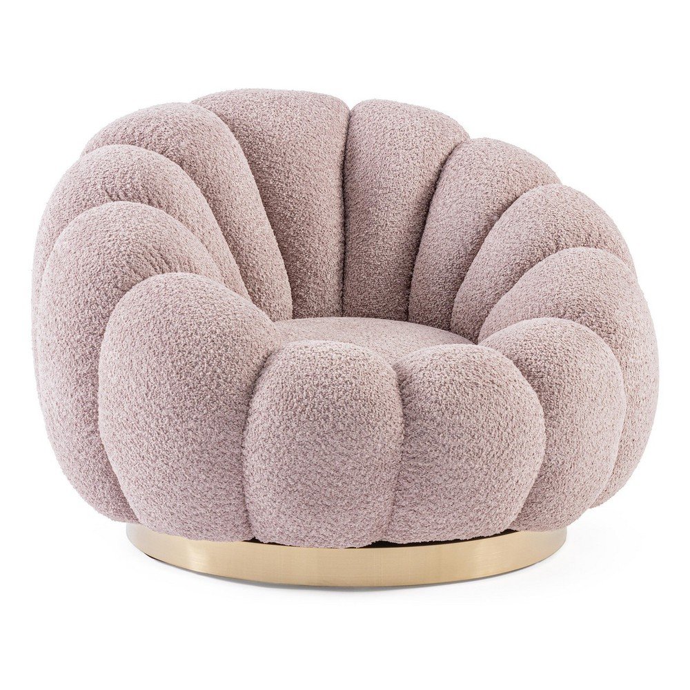 Różowy obrotowy fotel z materiału bouclé Florel – Bizzotto