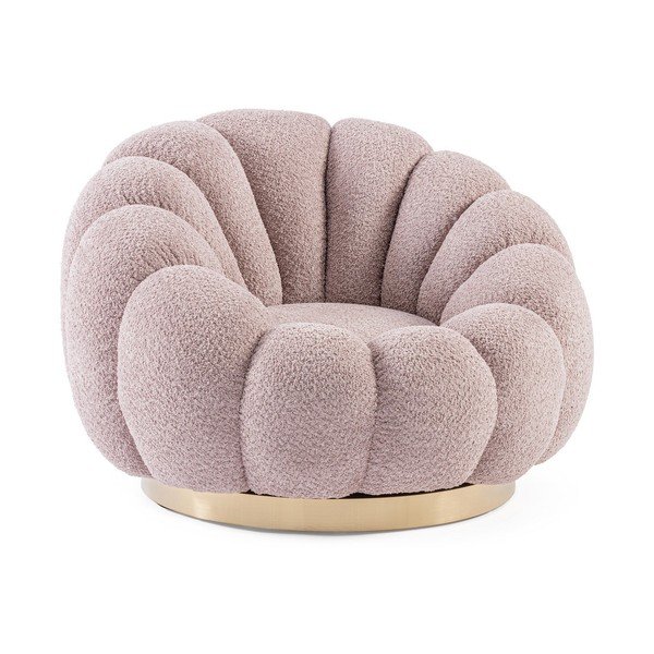 Różowy obrotowy fotel z materiału bouclé Florel – Bizzotto