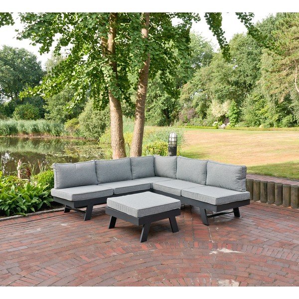Szary aluminiowy zestaw mebli ogrodowych dla 4 osób Donna – Garden Pleasure-image-3