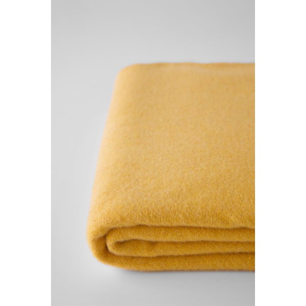 Żółty pled z domieszką bawełny Euromant Basics, 140x180 cm-image-1