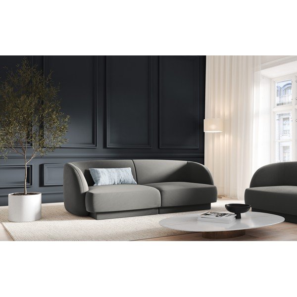 Szara aksamitna sofa 184 cm Miley − Micadoni Home-image-1