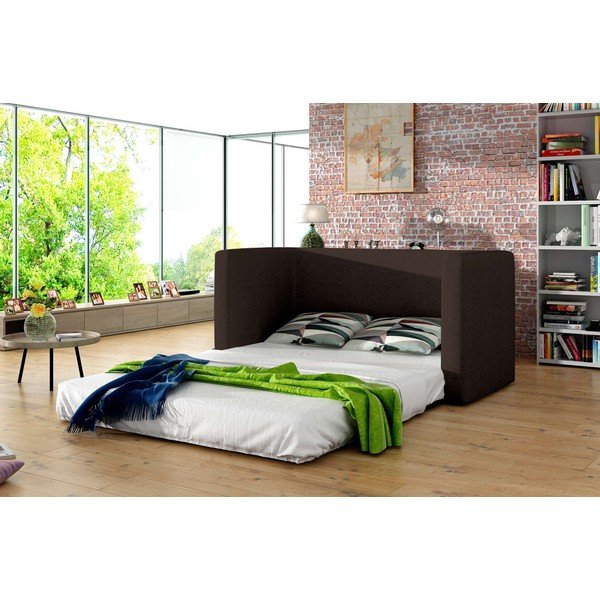 Brązowa rozkładana sofa z tkaniny szenilowej 132 cm Neva – ELTAP-image-2