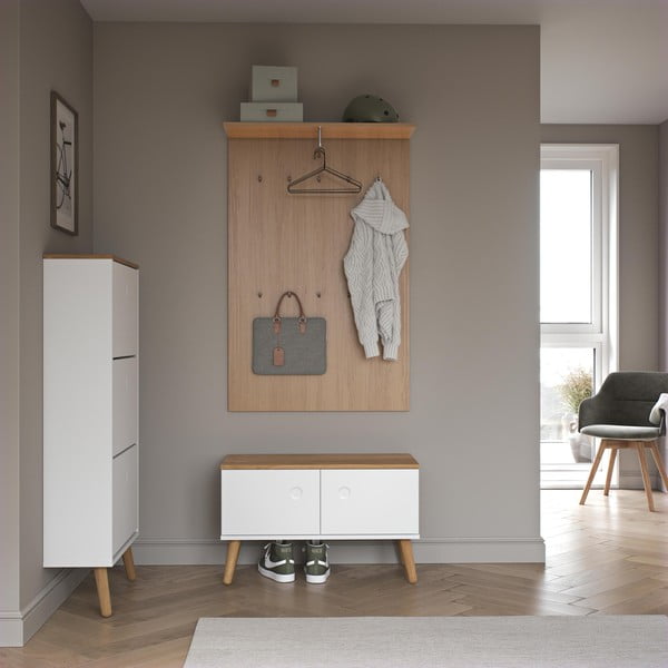 Naturalny panel z wieszakami do przedpokoju w dekorze dębu Dot – Tenzo-image-1