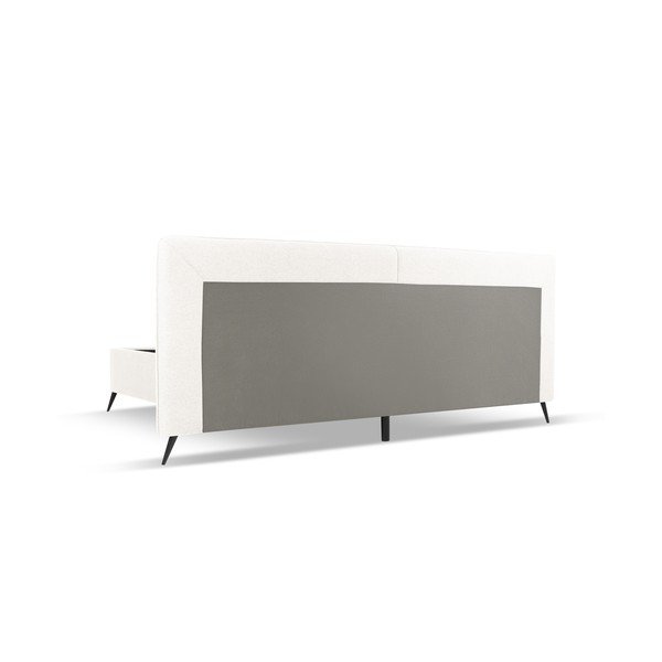 Kremowe tapicerowane łóżko dwuosobowe ze schowkiem i stelażem 160x200 cm Walter – Milo Casa-image-3