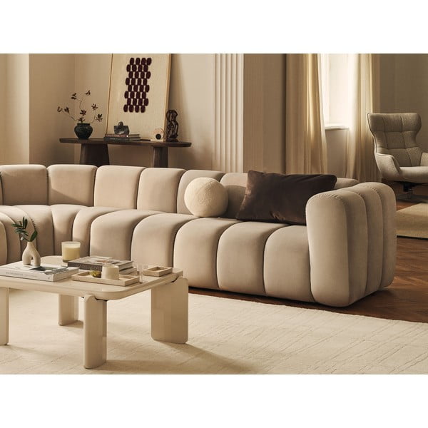 Jasnoszary narożnik modułowy z tkaniny szenilowej Lupine – Micadoni -image-3