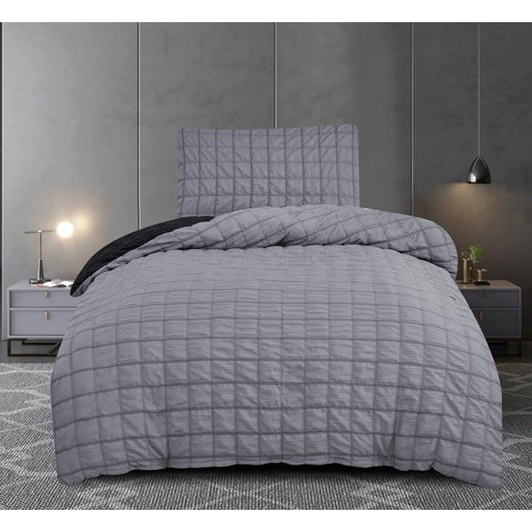 Czarno-szara pościel jednoosobowa z kory 140x200 cm Naomi – My House