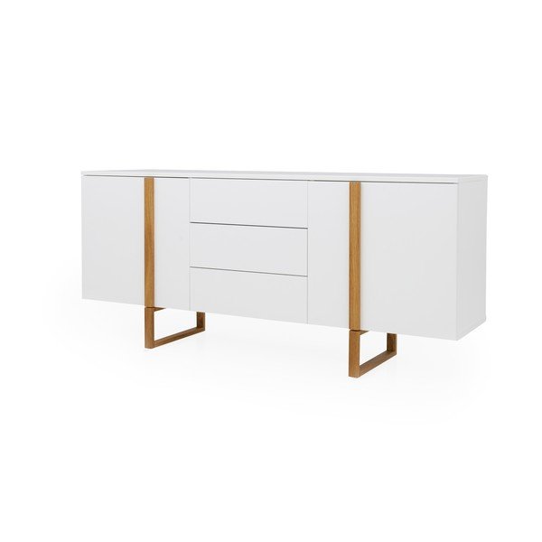 Biała komoda z nogami z drewna dębowego Tenzo Birka, 176,5x78 cm-image-2