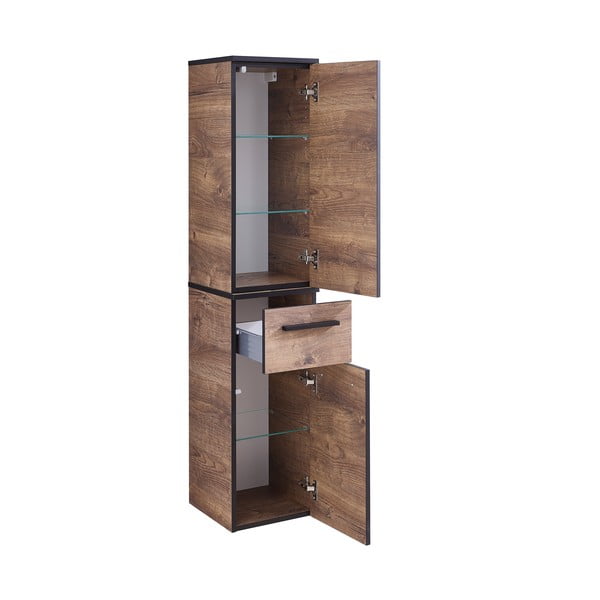 Brązowa wisząca szafka łazienkowa w dekorze dębu 30x72 cm Set 374 – Pelipal-image-4