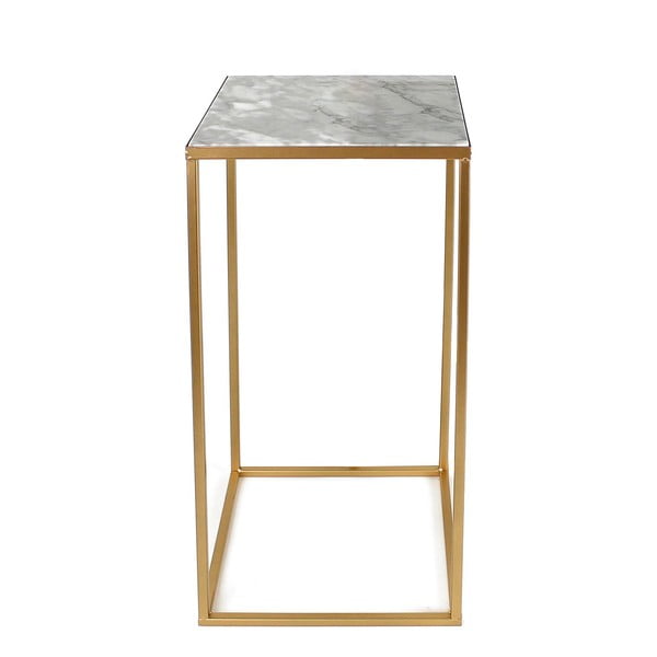 Biały metalowy stolik z marmurowym blatem HF Living