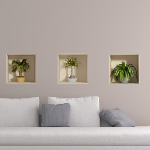 Zestaw 3 naklejek 3D Ambiance Palms-image-1