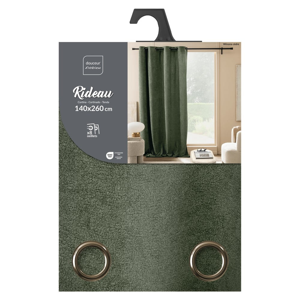 Zielona zasłona z materiału bouclé 140x260 cm Winona – douceur d'intérieur (zdjęcie 9)