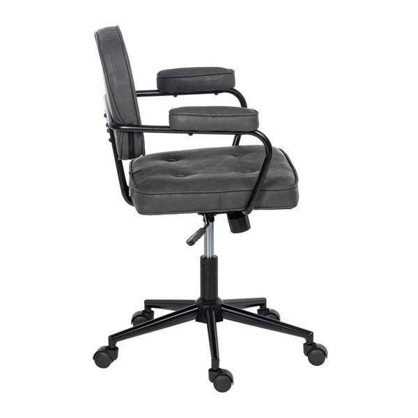 Antracytowe krzesło biurowe z imitacji skóry – Ixia-image-3