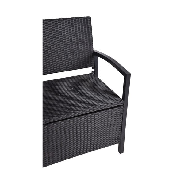 Czarna ławka ogrodowa ze sztucznego rattanu Ferrara – Garden Pleasure-image-2