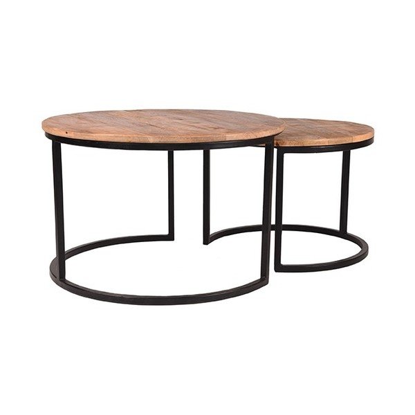 Zestaw 2 stolików z drewna mango LABEL51 Coffee, ⌀ 50 cm a ⌀ 70 cm-image-3